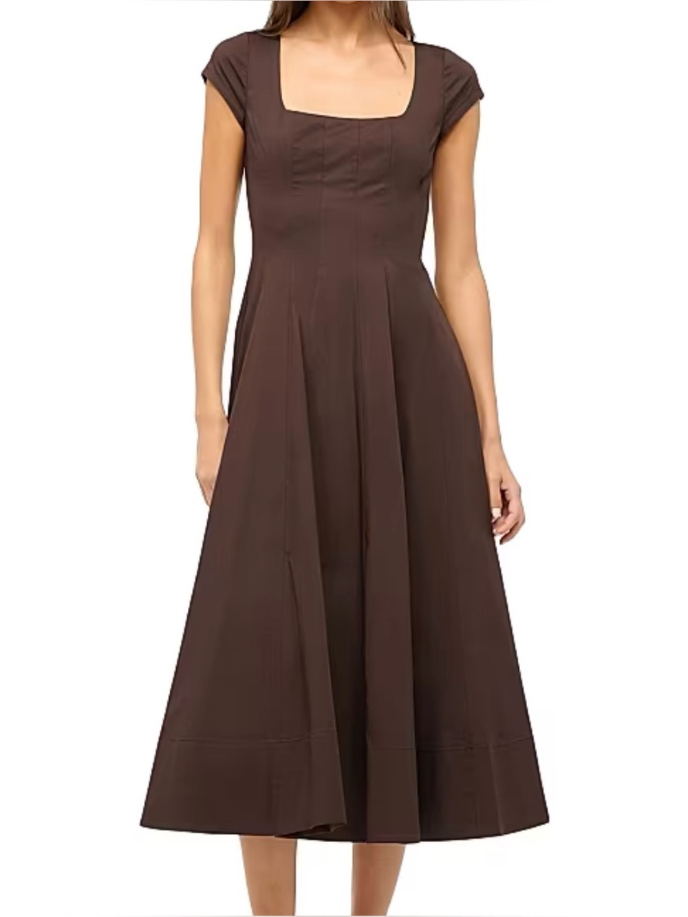 Mustard Seed Brown Square-Neck Midi Dress